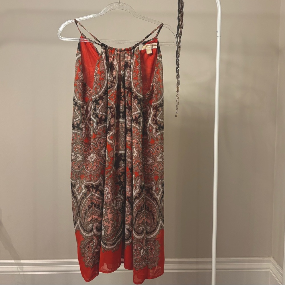Michael Kors Red and Black Paisley Dress